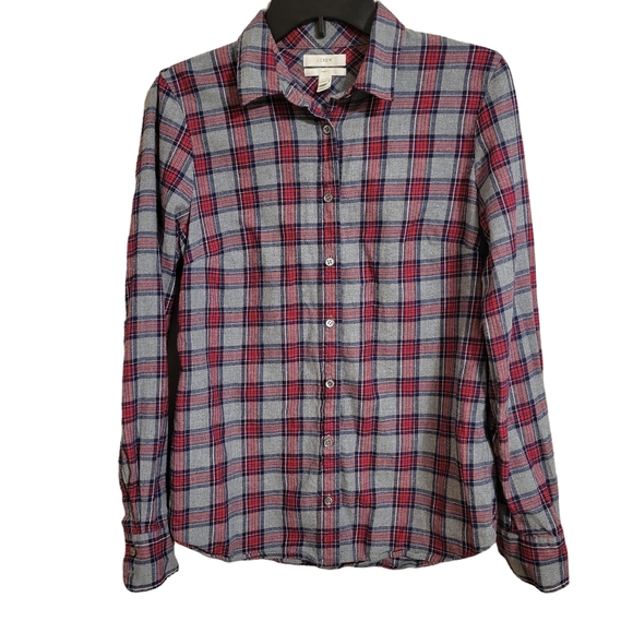 J Crew Boy Fit Plaid Flannel Shirt - Picture 1 of 6
